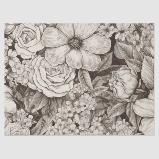 ヴィンテージフローラセピアパターン(1) 薄葉紙 (正面)