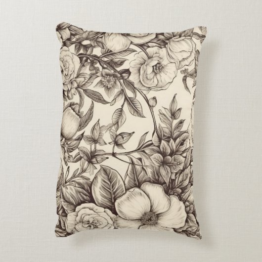 ヴィンテージフローラセピアパターン(2) アクセントクッション (裏面(縦))