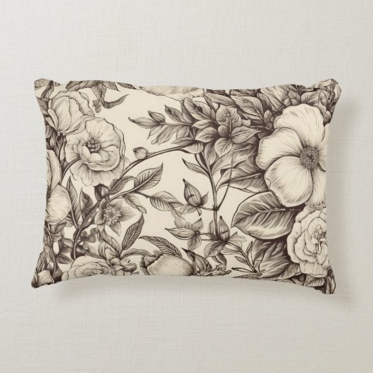 ヴィンテージフローラセピアパターン(2) アクセントクッション (裏面)