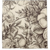 ヴィンテージフローラセピアパターン(2) シャワーカーテン (正面)