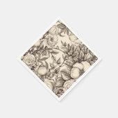 ヴィンテージフローラセピアパターン(2) スタンダードカクテルナプキン (角)