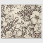 ヴィンテージフローラセピアパターン(2) ラッピングペーパー (フラット)