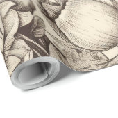 ヴィンテージフローラセピアパターン(2) ラッピングペーパー (ロールコーナー)