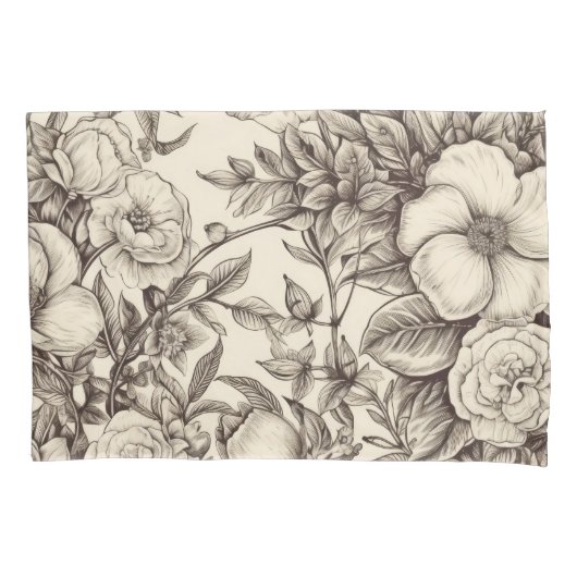 ヴィンテージフローラセピアパターン(2) 枕カバー (正面左)