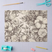 ヴィンテージフローラセピアパターン(2) 薄葉紙 (クラフト)