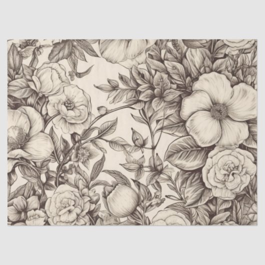 ヴィンテージフローラセピアパターン(2) 薄葉紙 (正面)