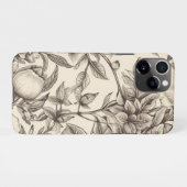 ヴィンテージフローラセピアパターン(2) iPhoneケース (裏面横)