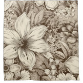 ヴィンテージフローラセピアパターン(3) シャワーカーテン (正面)