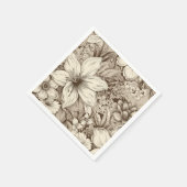 ヴィンテージフローラセピアパターン(3) スタンダードカクテルナプキン (角)