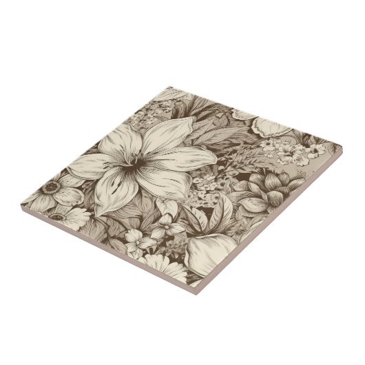 ヴィンテージフローラセピアパターン(3) タイル (側面)