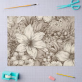 ヴィンテージフローラセピアパターン(3) 薄葉紙 (クラフト)