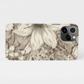 ヴィンテージフローラセピアパターン(3) iPhoneケース (裏面横)