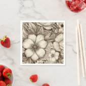 ヴィンテージフローラセピアパターン(4) スタンダードカクテルナプキン (インサイチュ)