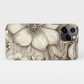 ヴィンテージフローラセピアパターン(4) iPhoneケース (裏面横)