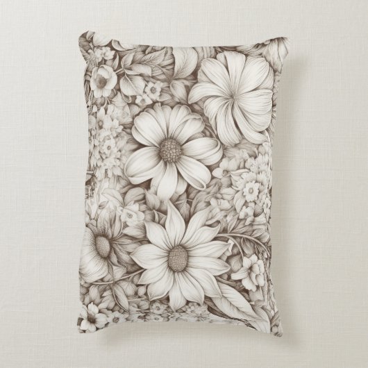 ヴィンテージフローラセピアパターン(5) アクセントクッション (裏面(縦))