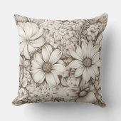 ヴィンテージフローラセピアパターン(5) クッション (正面)