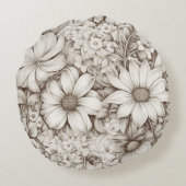 ヴィンテージフローラセピアパターン(5) ラウンドクッション (裏面)