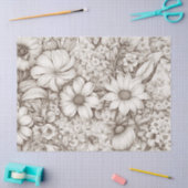 ヴィンテージフローラセピアパターン(5) 薄葉紙 (クラフト)