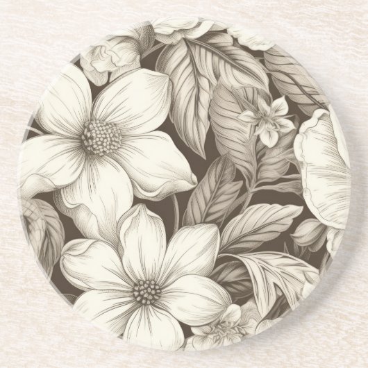 ヴィンテージフローラセピアパターン(6) コースター (正面)