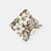 ヴィンテージフローラセピアパターン(6) スタンダードカクテルナプキン (角)