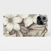 ヴィンテージフローラセピアパターン(6) iPhoneケース (裏面横)
