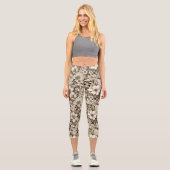 ヴィンテージフローラセピアパターン(7) カプリレギンス (正面)