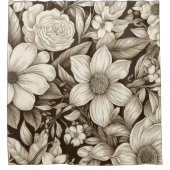 ヴィンテージフローラセピアパターン(7) シャワーカーテン (正面)