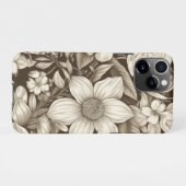 ヴィンテージフローラセピアパターン(7) iPhoneケース (裏面横)