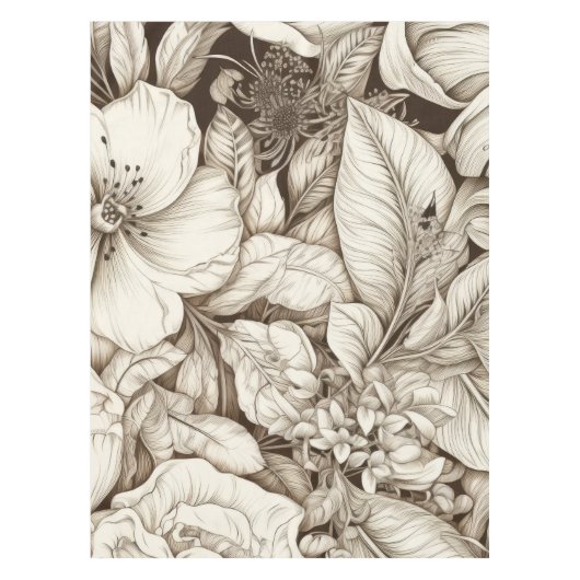 ヴィンテージフローラセピアパターン(9) テーブルクロス (正面)