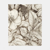 ヴィンテージフローラセピアパターン(9) フリースブランケット (正面)