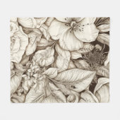 ヴィンテージフローラセピアパターン(9) フリースブランケット (正面(横))