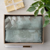 ヴィンテージフローラセージ緑の牡丹デコページ 薄葉紙 (ギフト)