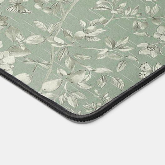 ヴィンテージフローラセージ緑モノグラム デスクマット (コーナー)