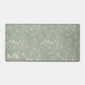 ヴィンテージフローラセージ緑モノグラム デスクマット (正面)