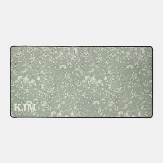 ヴィンテージフローラセージ緑モノグラム デスクマット (正面)