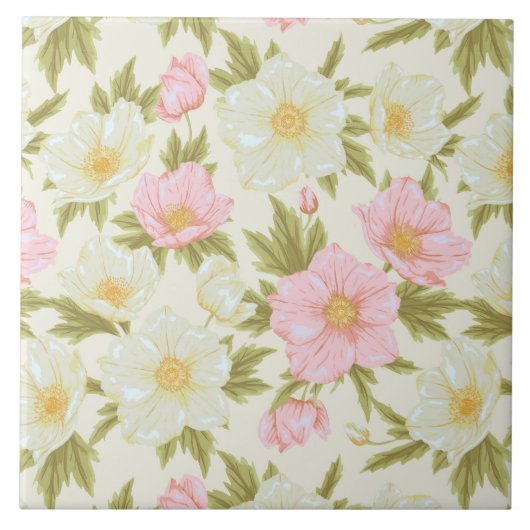 ヴィンテージフローラタイルパターンセラミックタイル タイル (正面)