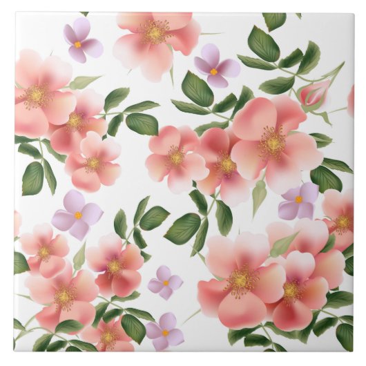 ヴィンテージフローラタイル模様 タイル (正面)