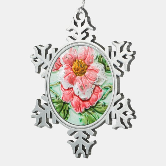 ヴィンテージフローラタイル スノーフレークピューターオーナメント (右)