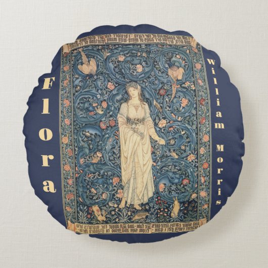 ヴィンテージフローラタペストリーバイウィリアム・モリス ラウンドクッション (正面)