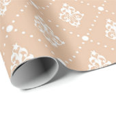 ヴィンテージフローラタンホワイトダマスク菱形模様 ラッピングペーパー (ロールコーナー)