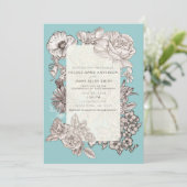 ヴィンテージフローラターコイズブモダンルー結婚ズ 招待状 (スタンド正面)