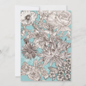 ヴィンテージフローラターコイズブモダンルー結婚ズ 招待状 (裏面)