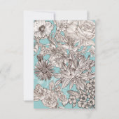 ヴィンテージフローラターコイズブルーウェディングRSVP返信私 招待状 (裏面)