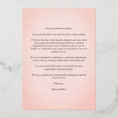 ヴィンテージフローラダイヤモンドフォトピンク繊維効果 箔招待状 (裏面)