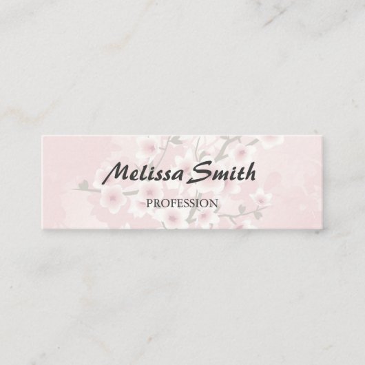 ヴィンテージフローラダスキーピンクさくらんぼ花 スキニー名刺 (正面)