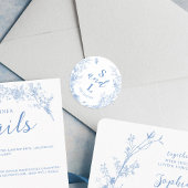 ヴィンテージフローラダスティブルーエレガントな結婚式の好意 ラウンドシール