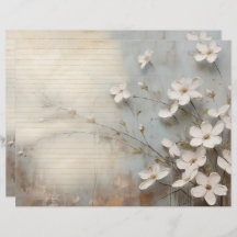 ヴィンテージフローラダスティブルージャンクジャーナル紙シート