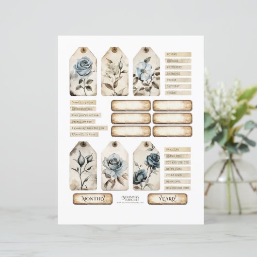 ヴィンテージフローラダスティブルーバラエフェメラセット (スタンド正面)