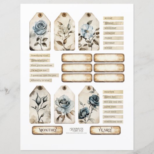 ヴィンテージフローラダスティブルーバラエフェメラセット (正面)