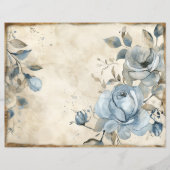 ヴィンテージフローラダスティブルーバラスクラップブック紙 (正面)